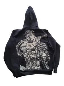 Lagarme Tapestry Hoodie, Anime gym hoodie, berserk anime sweater, tapestry hoodie, handmade anime gift, Casual Fashion Menswear Streetwear