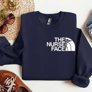 The Nurse Face T Shirt, Sweatshirt – Nurse Life, Student & Appreciation Crewneck Cotton Sweatshirt For Her & Women, Apparel Made In The Usa Womenswear Tops, Unisex Long Sleeve Crewneck Shirt