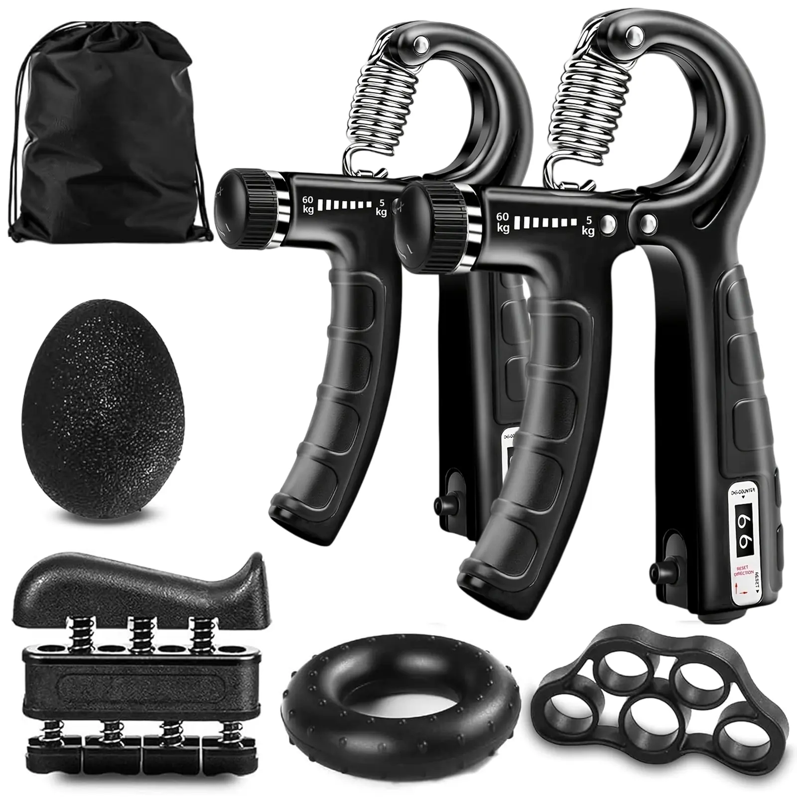 Adjustable Resistance Finger Exerciser Grip Ring Set 1 - Forearm Strengthener, Stress Relief Tool, Reusable Hand Fitness Trainer for Enhancing Finger Dexterity, Building Strength in Forearms, Injury Recovery, Boyfriend Gift