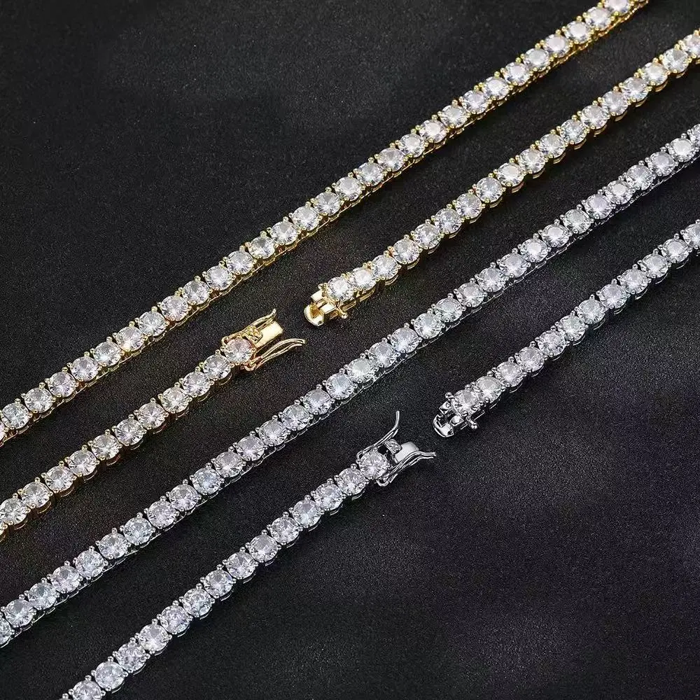 9140 Iced Out moiss Tennis Chain Necklace | Bling Shine Hip Hop Style for Men/Women