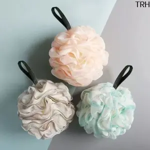 Gradient Large Mesh Bath Sponge Shower Ball, Super Fluffy Rich Foam Exfoliating Bath Loofah, Soft Gentle Body Scrubber with Hanging Lanyard for Daily Bathroom Shower