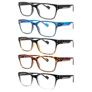 5-Pack  Anti-Blue Light Reading Glasses Unisex design with spring hinges to accommodate multiple wearers Premium anti-blue light lenses effectively block harmful blue light Uv protection Ideal for daily commuting ,office work reading, Mix Color gifts
