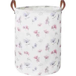 19.7’’ Waterproof Foldable Laundry Basket, Nursery Hamper, Dirty Clothes Hamper, Books Bins, Gift Baskets, Room(Watercolor Flower)