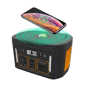 Portable Power Station 660Wh, Backup Lithium Battery with Wireless Charger/110V AC Outlet/DC Port/Car Outlet/LED Light, Solar Generator (Solar Panel Not Included) for CPAP Camping Emergency