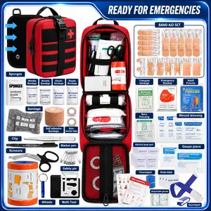 397PCS Versatile Tactical First Aid Kit, Molle Emergency Survival Supplies Bag with Bandages, Gauze Pads, Splint, Emergency Blanket, Scissors, Whistle & More for Camping, Hiking, Hunting, Car, Boat and Travel