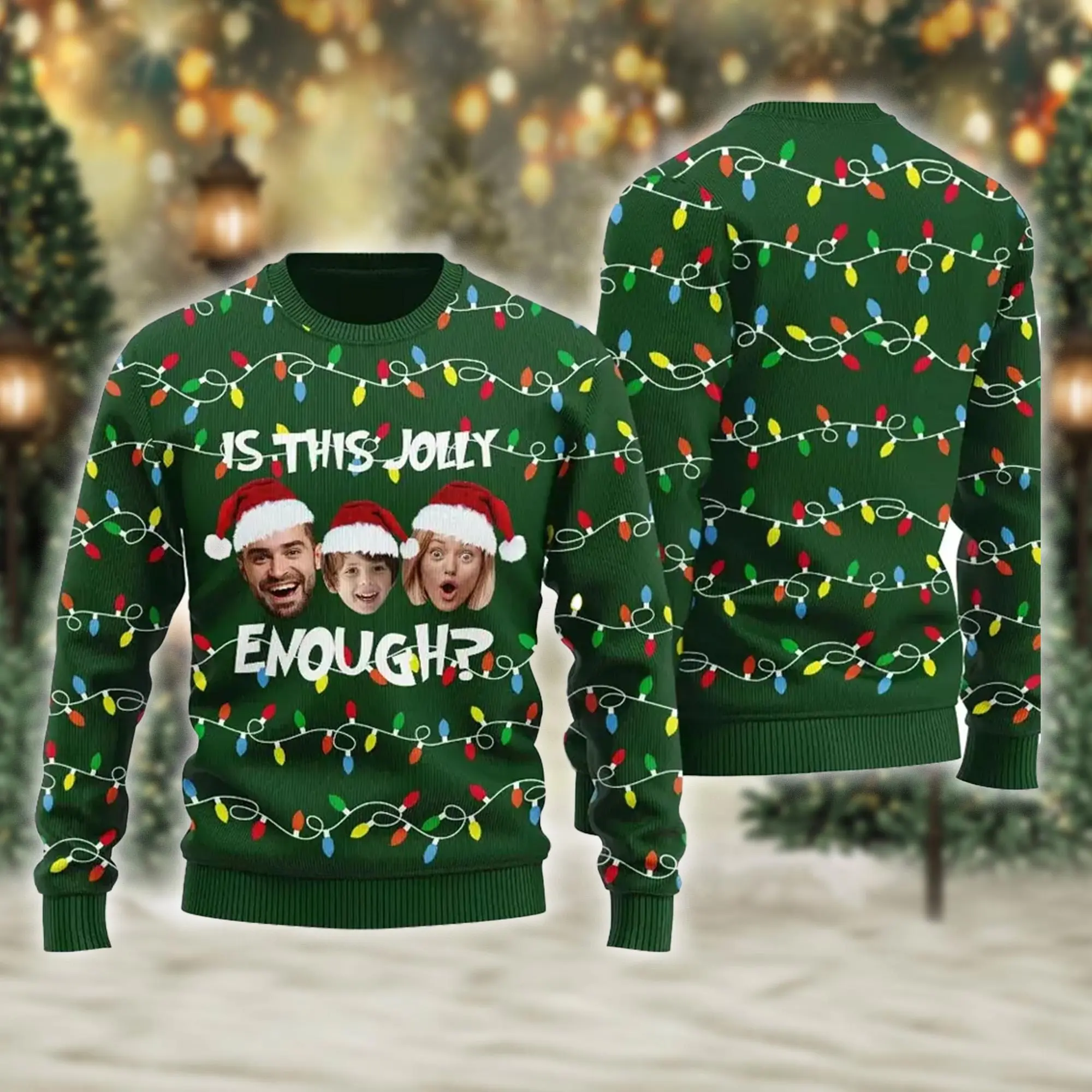 Personalized Is This Jolly Enough Family Ugly Christmas Sweater Custom Face Family Xmas Sweatshirt Christmas Gift For Men Women
