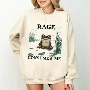 Rage Consumes Sweatshirt, Funny Frog Sweater, Silly Frog Pond Unisex Crewneck, Funny Meme Gift Sweater, Vintage Apparel