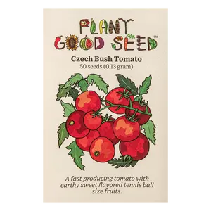 Czech Bush Tomato Seeds for Planting - Heirloom Determinate Tomato, Prolific Red Fruits - Certified Organic - 50 Seed Packet / Bulk Pack