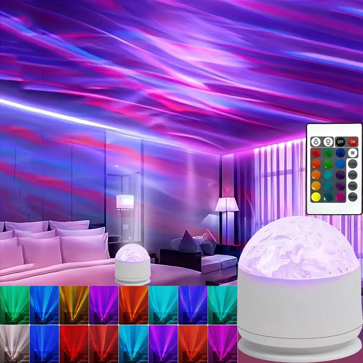 Ocean Lamp Water Light Projector - Water Ripple Projector Light Cube Aurora Northern Lights Wave Ripple Night Light for Bedroom (Circle)