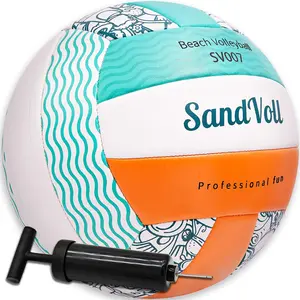 Official Size 5 Beach Volleyball for Youth & Adults Soft Touch Outdoor Volleyball with Air Pump and Marker Lightweight Training Volleyball for Beginners for Sand Grass Outdoor Play
