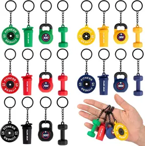 20Pcs Gym Gifts Barbell Dumbbells Kettlebell Bottle Keychain, PVC Weightlifting Keychain Workout Fitness Gift for Gym Lovers for Handbag Purse Backpack Tondiamo