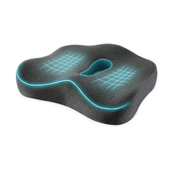 Memory Foam Seat Chair Cushion for Relieves Back Sciatica Pain Tailbone Pain Coccyx Degenerating Disc Orthopedic Osteoarthritis Prostate Cushion Low Back Pain Cushion Hip Shaping (Dark Gray)