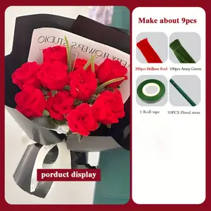 311-piece rose twist stick bouquet set, including 200 rose-colored pieces, 100 army green pipe cleaners, 10 flower sticks, and 1 roll of tape - upgraded DIY craft kit, suitable for Mother's Day, graduation, Valentine's Day, and holiday gifts
