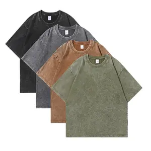 1/4 Pack Oversized Tshirts Unisex Gym Vintage Heavyweight T Shirts Cotton Workout Acid Wash Baggy Tees