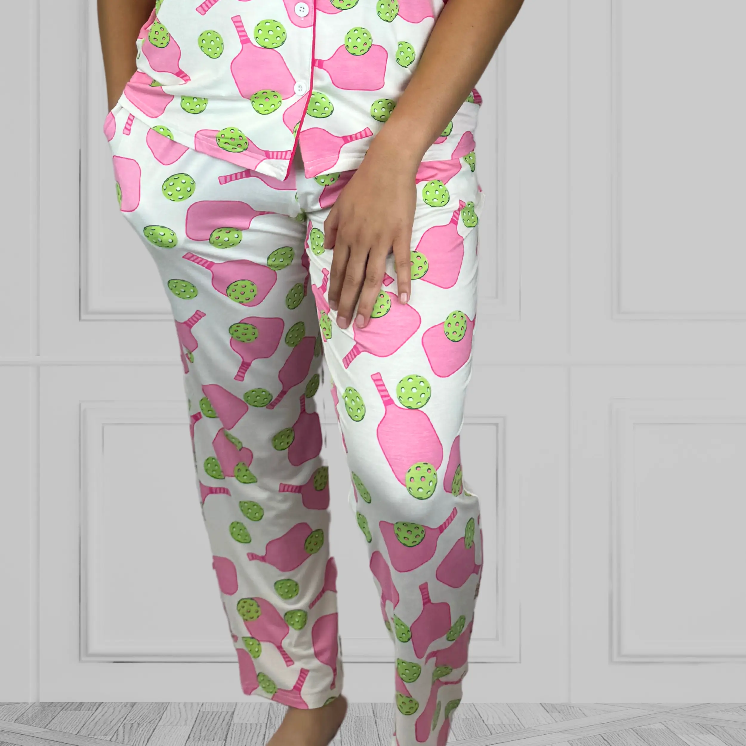 Willie J's Easy PJ's Bamboo Pickleball Print Pajamas Long Set with