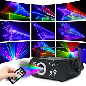 RGB Full Color Animation Laser Light | 300+ Effects | Sound Activated DMX Control | Stage Party Light for DJ Bar Home Decor