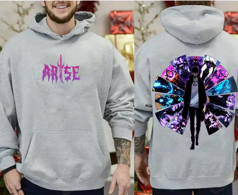 The 2 Side Shadow Monarch Solo Level Crewneck Sweatshirts & Pullover Hoodie, Sung Jin Wo Fanart, Unisex Shadow Monarch Tshirt, Anime Lover Hoodie Gilf, Beru Belion Igris DFG1811
