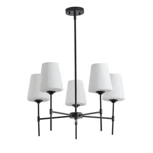 5-Lights Black-White Modern Creative Linear Chandelier