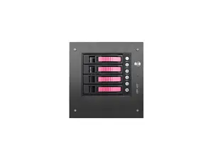 iStarUSA S-35-B4RD Black Aluminum / Steel Tower Compact Stylish 4 x 3.5" Hotswap mini-ITX Tower - Red HDD Handle