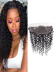 13x4 Lace Frontal Closure Water Wave Human Hair Ear To Ear HD Lace Frontal Closure Free Part Brazilian Wet And Wavy Hair Extensions 150% Density Human Hair Pre Plucked With Baby Hair