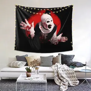 60in x 40in   tapestry Terrifier Clown Vintage-Style Tapestry 60x51" - Horror Movie Wall Hanging for Home Decor, Bedroom, Living Room & Dorm - Durable Polyester, Easy Install Kit Included  poster  home decor banner wall art bedroom