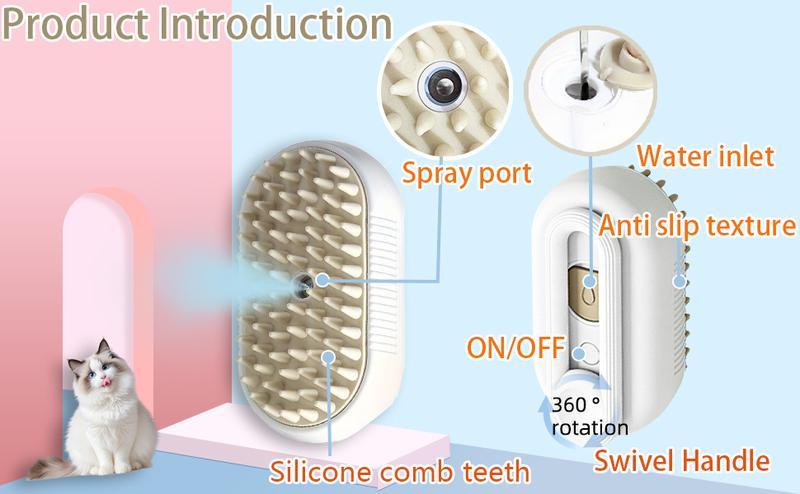 Pet Steam Brush,Cat & Dog Hair Remover, Adjustable Pet Hair Remover,Pet Steamy Mist,Steam Pet Brush for Pet Hair 4-IN-1 Steamy Cat Brush Grooming Comb for Dogs Steam Brush for Cats Remove Flying Fur Steam Advanced Pet Hair Removal Comb pet pal brush