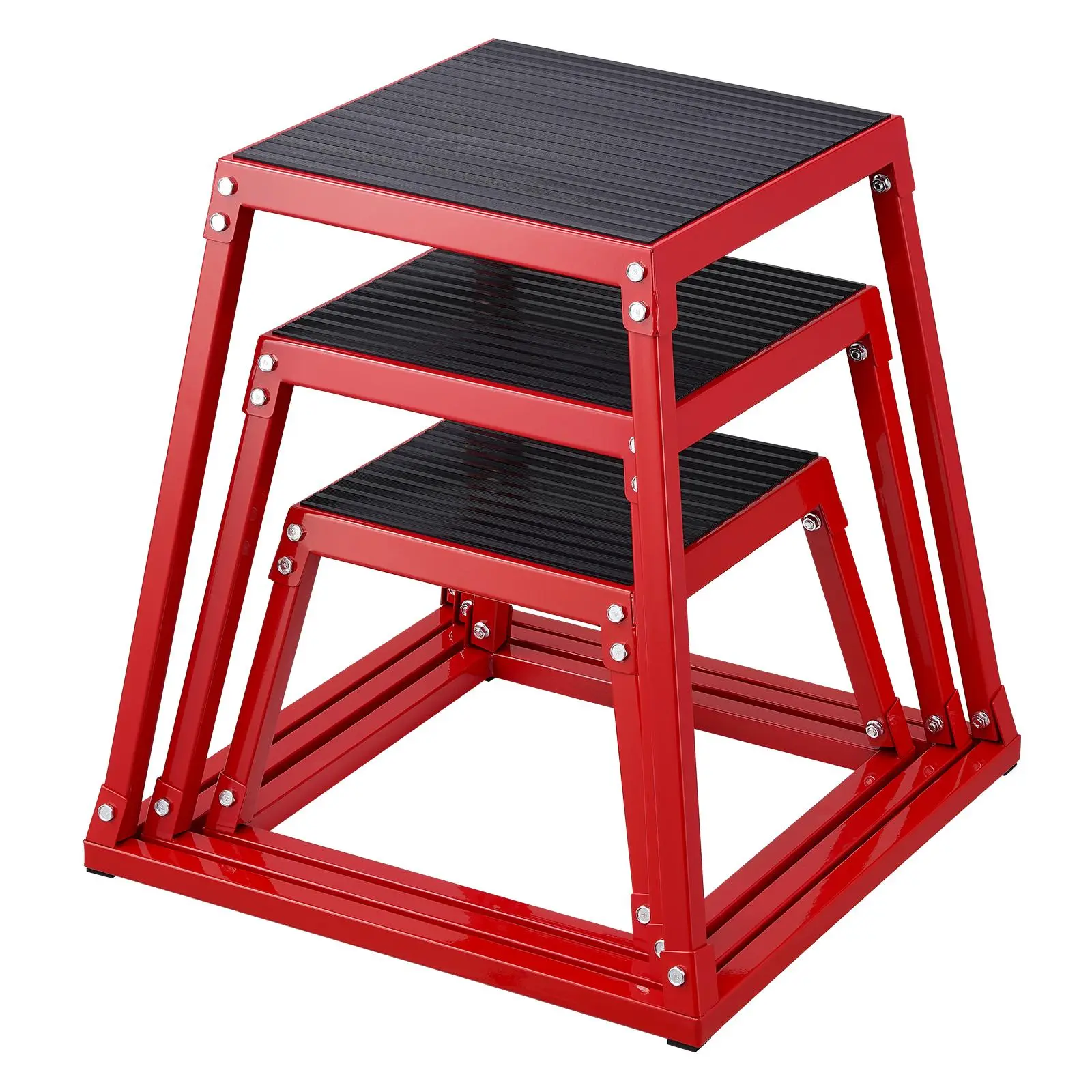 VEVOR Plyometric Jump Boxes, TikTokShopBlackFriday, 12/18/24 Inch Plyo Box, Platform and Jumping Agility Box, Anti-Slip Fitness Exercise Step Up Box Set for Home Gym Training, Conditioning Strength Training, Red