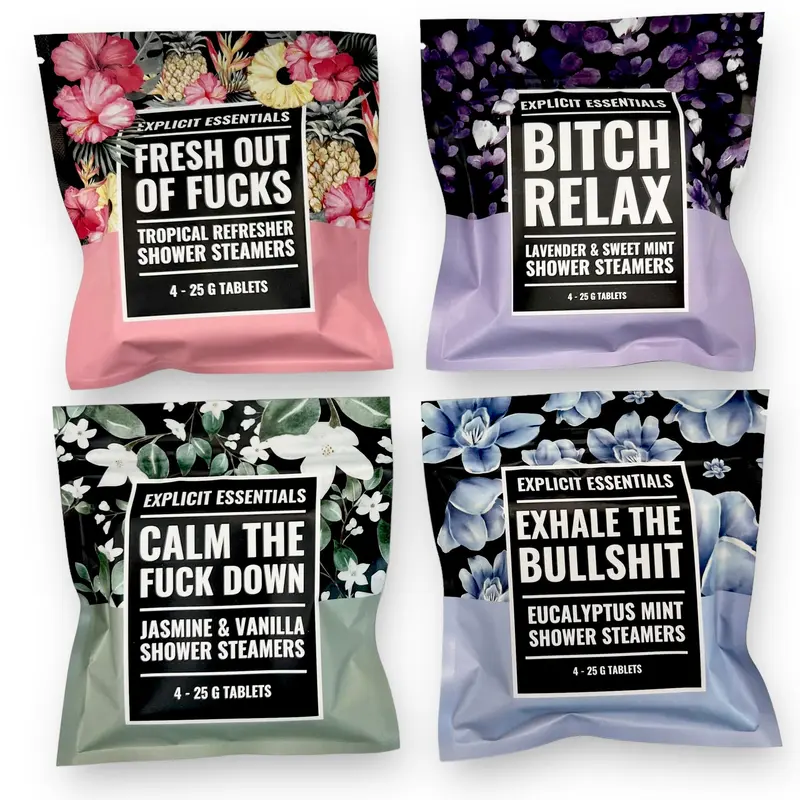 Shower Steamers Gift Set, Self Care Gift For Women, Fragrance 4 Pack Grapefruit Jasmine Lavender Scent Eucalyptus Mint