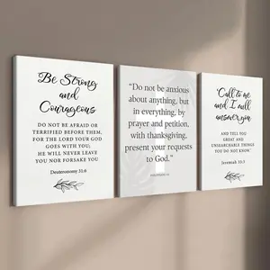 3 Counts Wooden Framed Canvas, Religious Bible Verse Quotes Poster, Exquisite Poster, Perfect Living Room Decoration, Modern Art, Fashion Family Poster, Wall Art Decoration, Odorless, Waterproof, Artwork