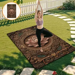 Non-Slip Durable Yoga Mat, Portable Lotus Pattern Outdoor Exercise Pad, Odorless Home Gym Mat, Professional Yoga Mat Jit