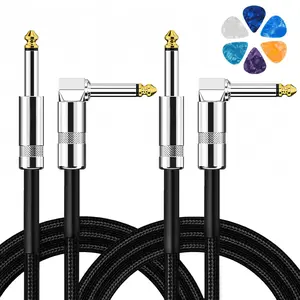 2-Pack Guitar , Guitar Cord 10ft, AMP Cord for Bass & Electric Guitars/Keyboard/Mandolin, Pro Audio Instrument  (Right Angle to Straight, Black)