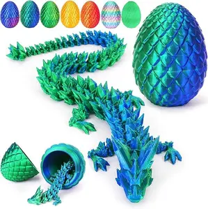 3D Printed Dragon Easter Egg - Perfect Basket Essentials Stuffers, Prefilled Easter Egg Filled with Toy, Articulated Crystal Dragon Fidget Toy for Kid Boy, Gift For Kids