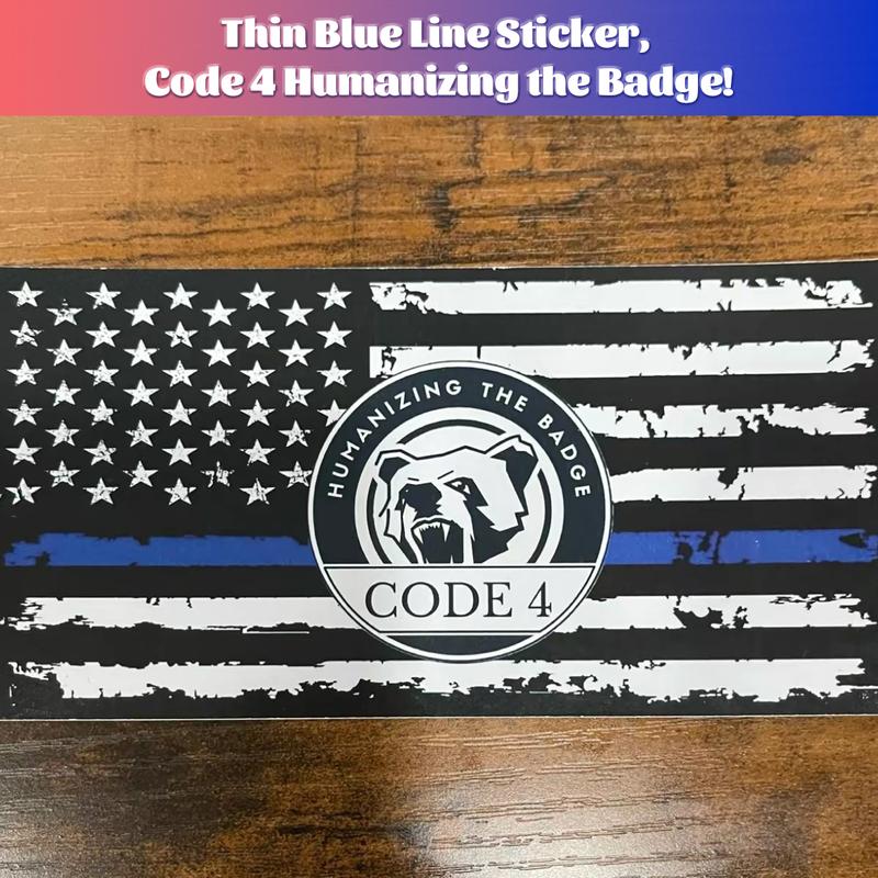 5pcs Decorative Thin Blue Line Sticker Code 4 for Home Ornaments Crafts - Compact 6"x3" Easy Application - Show Support for Local Law Enforcement