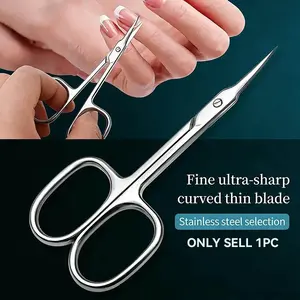 Premium Light Beige Curved Scissors, Essential Tool for Nail and Eyebrow Grooming Needs