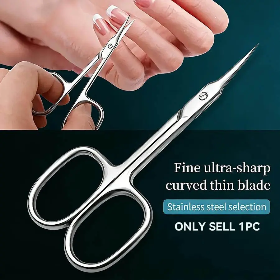 Premium Light Beige Curved Scissors, Essential Tool for Nail and Eyebrow Grooming Needs
