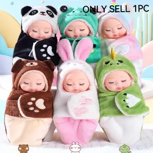 6 Mini-Sized Sleep Simulation Rebirth Dolls with Interchangeable Sleepwear Sets Soft PVC Material Perfect for Parties Birthdays Girls Children Festivals Cute Animal Dolls Soft Stuffed Figure