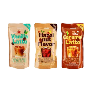 DELAFFE Korean Hazelnut Americano, Vanilla Latte, Caramel Latte - 3 Flavor Variety Pack, 340ml x 3 Pouches, Ready-to-Drink Iced Coffee, Convenience Store Favorite