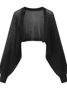French Women Summer Ice Silk Knitted Cardigan Thin Sun Proof Jacket Casual Shawl Waistcoat Outerwear Blouse, Chic, Women's Loose-Fit Long Sleeve Front Open Cardigan, Casual Plain, Spring & Fall Fashion, Lightweight Sun Protection Top Knitwear
