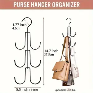 Iron Art Multi-Functional Bag Storage Rack, Luxury Closet Hook, Scarf Silk Belt Waistband Space-Saving Organizer, Elegant Home Decor