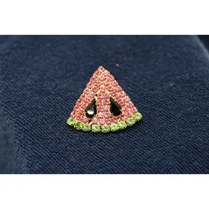 Watermelon Slice Pin Rhinestone Crystal