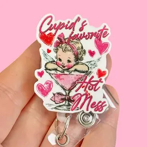 Glitter My Badge  Valentine’s Day badge reel for nurse and hospital workers. Serious Goose Badge clip Badge pull - Retractable swivel clip with a 360 rotation. Great gift for coworker