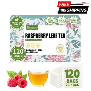 100% Natural Organic Raspberry Leaf Teabags (120 Counts, 2g Per Bag) | Vegan, Gluten/Sugar/Caffeine-Free | Promotes Herbal Wellness & Antioxidant Benefits | Eco-Friendly Individually Wrapped