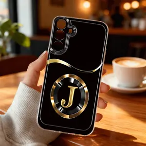 Phone Case - Golden Letter J Pattern Phone Case for Samsung Galaxy A02 A03S A04 A05S A06 A13 A14 A15 A16 5G A21S A22 A23 A24 A25 A26 A32 A34 A35 A36 A50 A52 A53 A54 A55 A56 A73 S21 Ultra S22 Plus S23+ S24 FE S25 Edge S48 Transparent Anti-Fall Full-C