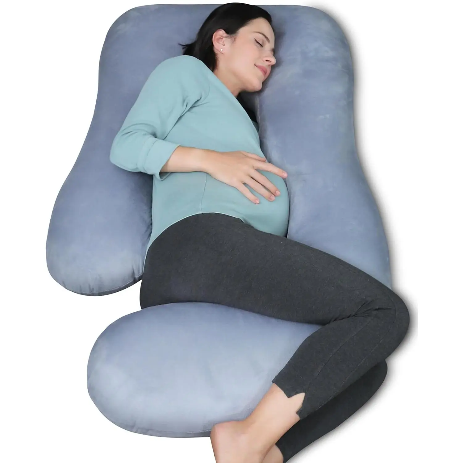 MOON PARK Pregnancy Pillows for Sleeping - 57 Inch U Shaped Full Body Maternity Pillow with Removable Cover - Support for Back, Legs, Belly, Hips - Pregnancy Pillow for Women - Grey
