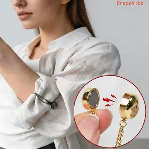 2-Pack Magnetic Clothing Clips No‑Pin Anti‑Gape Fasteners Universal Waist‑Tightening And Shortening Buckles For Shirts Blouses And Pants