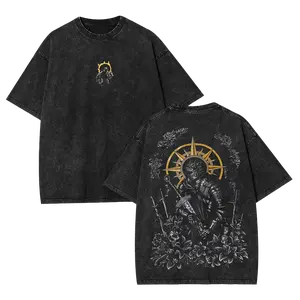 Menswear Vintage Washed Dark Souls Solaire of Astora Graphic Short-Sleeve Round Neck Top, Distressed Oversized Casual Praise the Sun Knight T-Shirt, Retro FromSoftware Gaming Streetwear, Perfect Gift for Fans, Limited Stock, Shortsleeve, Tshirt,summervibe