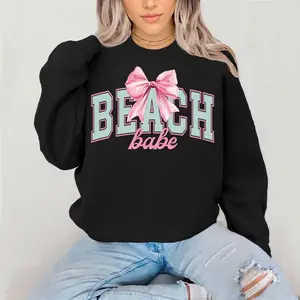 Beach Babe Crewneck Sweatshirt Gildan Everyday Style Super Soft Unisex Fit Streetwear Graphic Top warm Christmas Gift for her Womenswear Casual Printed Long Sleeve
