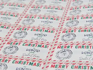 Handmade Kenzie's Boutique Personalized Christmas Present Gift Tag Stickers - From Santa To Kids - Name Labels for Holiday Gift Wrapping - Self Adhesive - Merry Holidays - Xmas for Presents Custom -