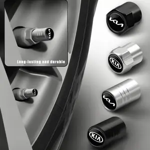 4Pcs Car Emblem Wheel Tire Valve Stem Caps Dust Covers Aluminum Alloy Cap Durable Auto Decoration Accessories For KIA EV6 Stinger RIO Sorento Picanto Ceed Borrego Syros K4 K5 Sonet Optima Carnival Forte Cerato Ray EV Telluride EV3 EV9 Niro Sportage Seltos