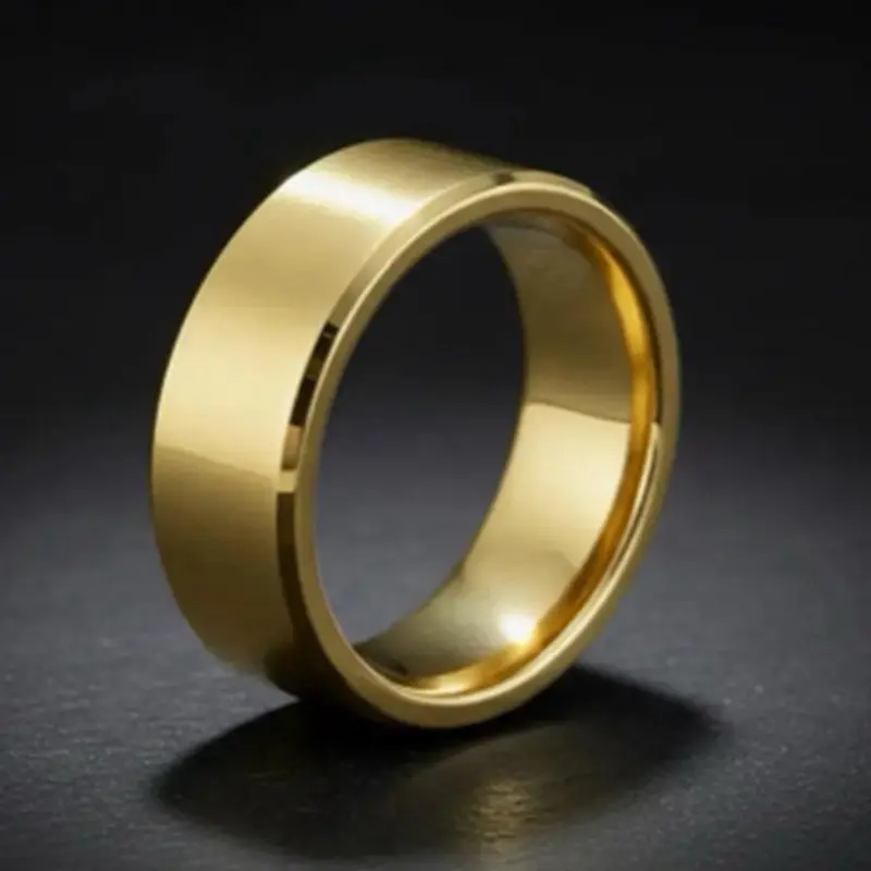 14k Gold Alliance Ring with 7 mm Width and Beveled Edge Design